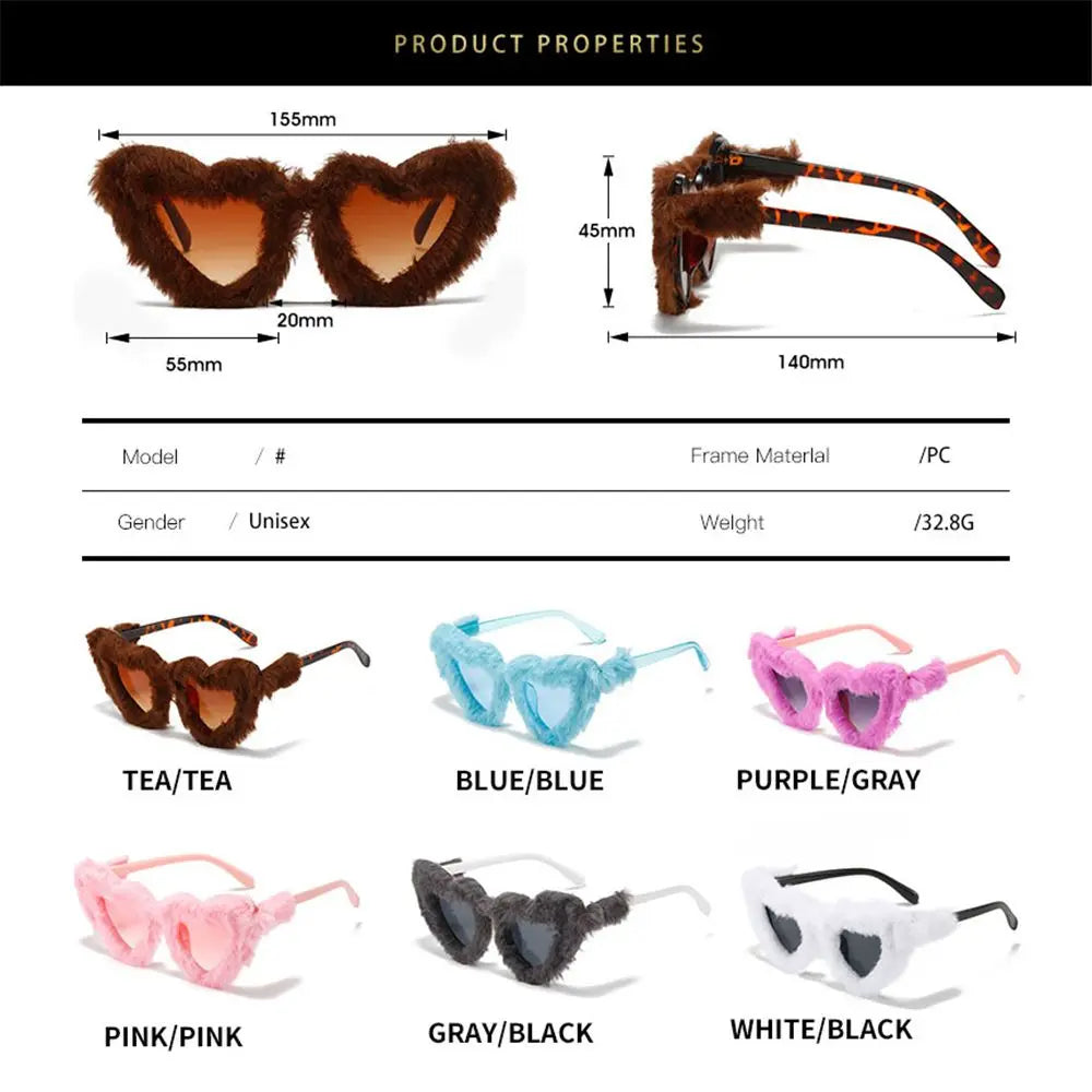 Soft Fur Heart Sunglasses