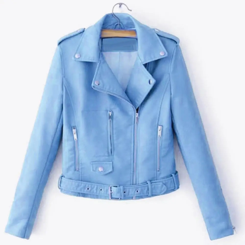 2023 Woman Faux Leather Jacket Chic Vintage Short Lapel Zipper Jacket Short Coat Motorcycle Jacket Moto Biker Coats Streetwear
