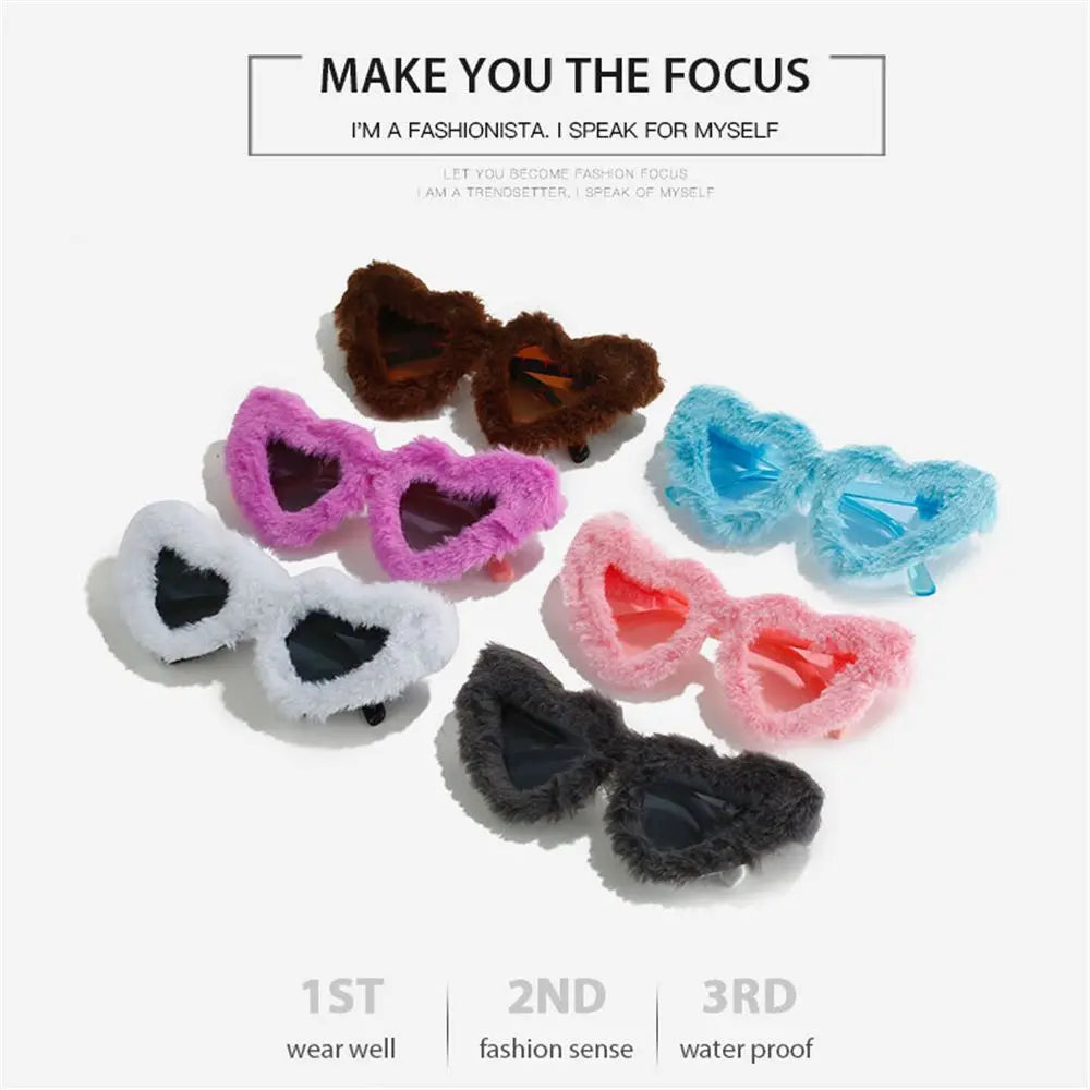 Soft Fur Heart Sunglasses