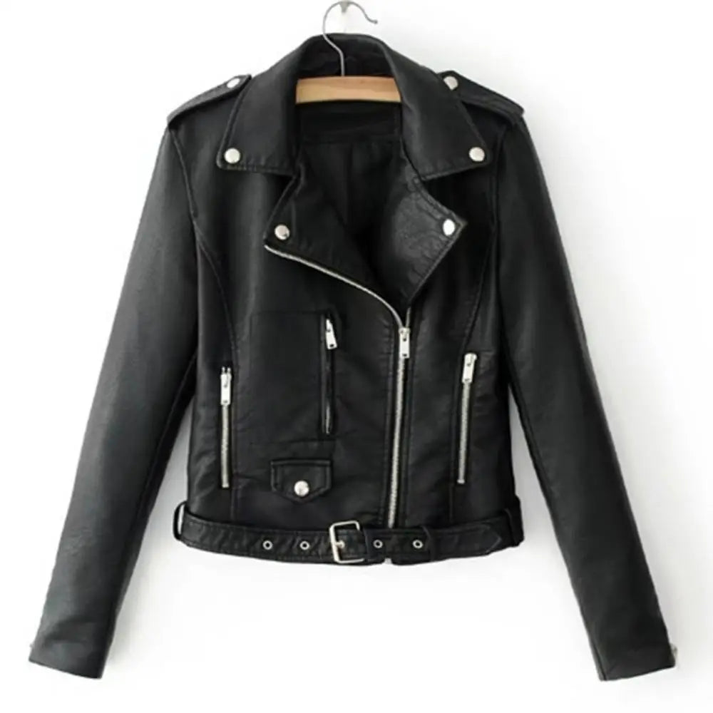 2023 Woman Faux Leather Jacket Chic Vintage Short Lapel Zipper Jacket Short Coat Motorcycle Jacket Moto Biker Coats Streetwear