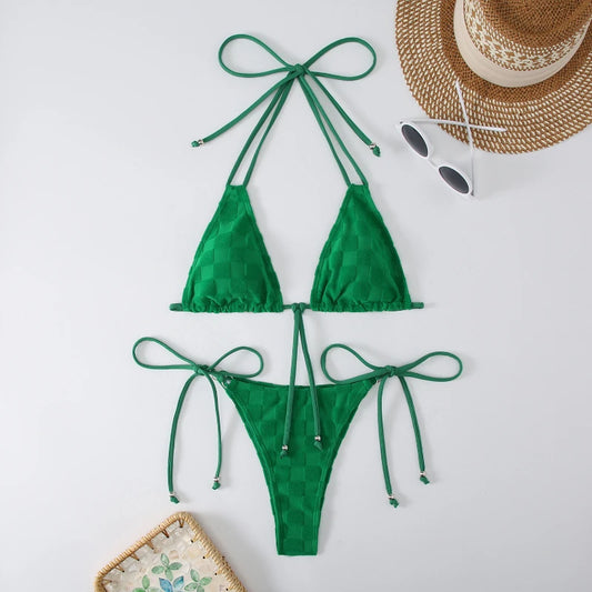 Solid Plaid Bikini